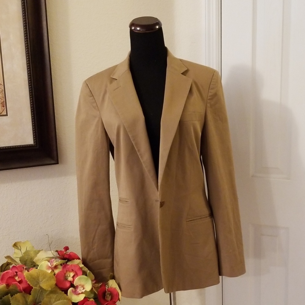 LAUREN by RALPH LAUREN 1 button cotton blazer, 10